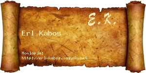 Erl Kabos névjegykártya